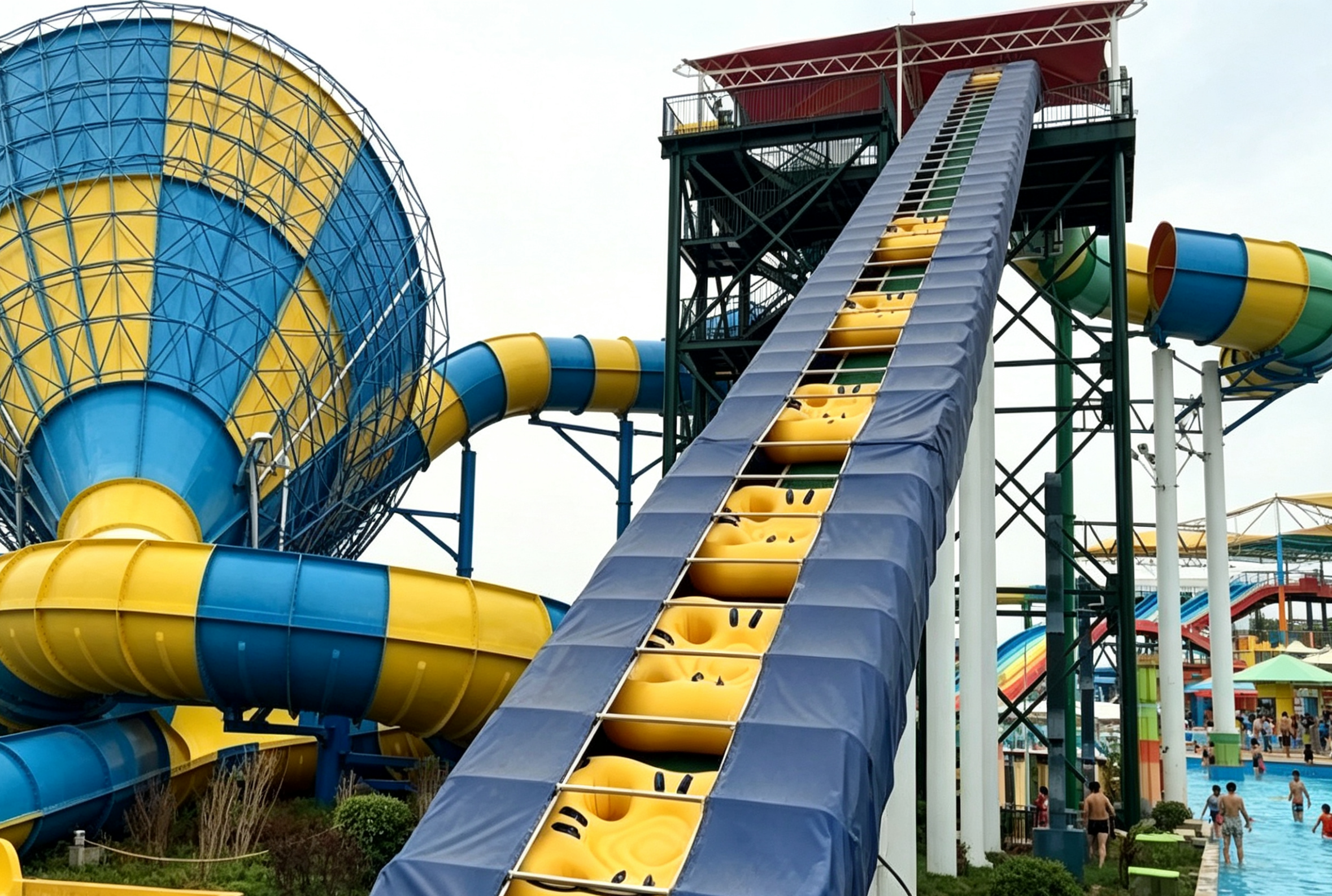 Customized Rafting Slide End with Swimming Pool-Water Slide Outdoor Pool Slides For Family Fun