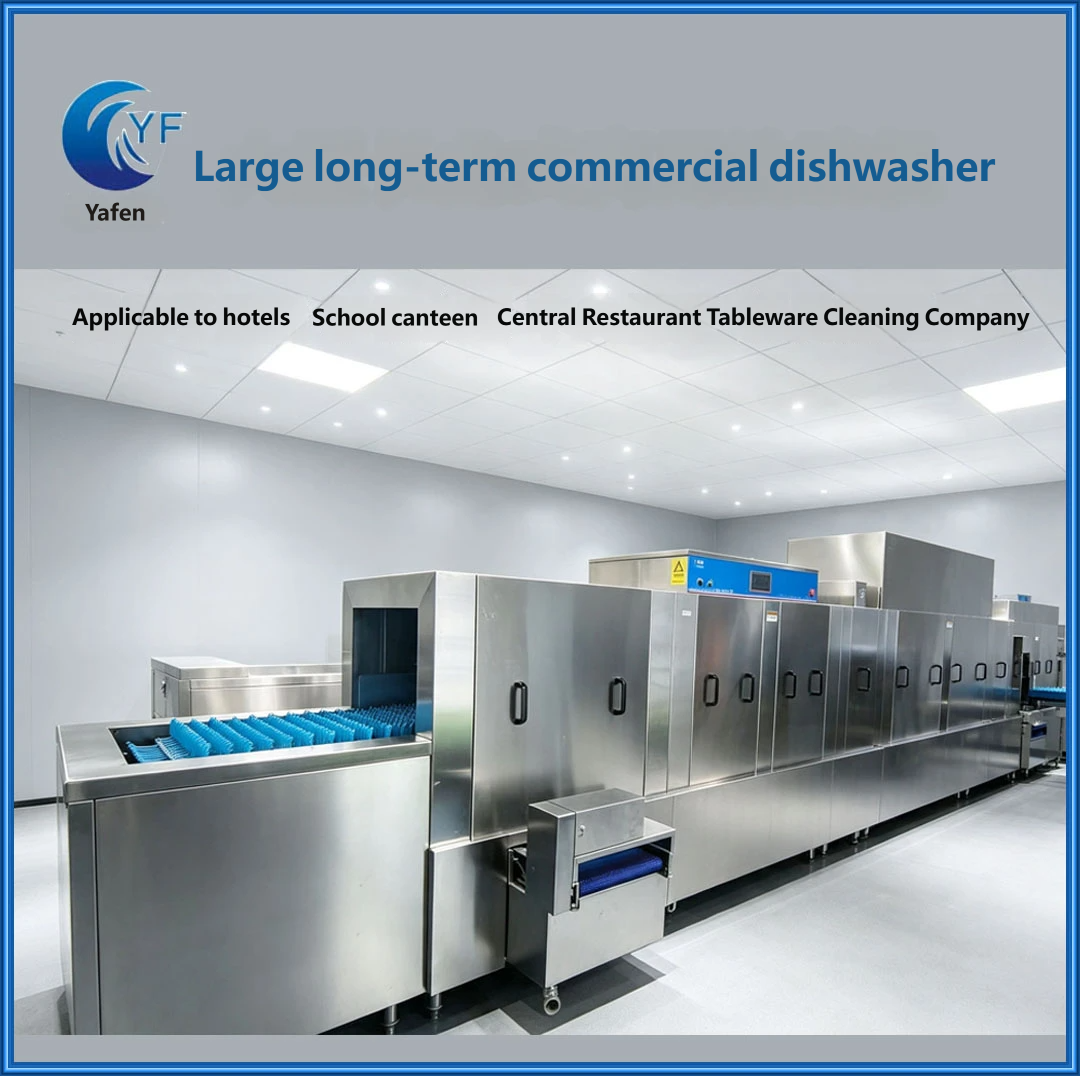 ommercial Downward-Rolling Dishwasher with 304 Stainless Steel Mesh Conveyor Belt, Equipped with a Grind-and-Soak Pool for Large Cafeterias