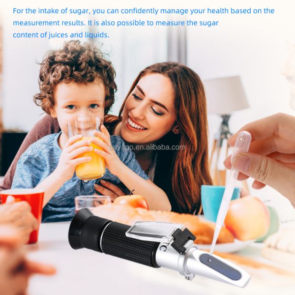 Handheld Wide-range 0-90% Brix Refractometer for Sugar Content Measurement in Food and Beverages