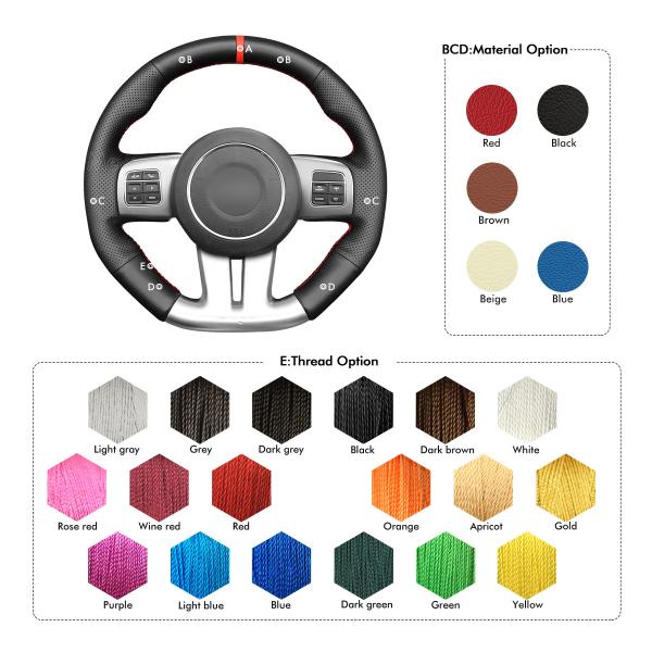 Hand Stitching Custom PU Leather Steering Wheel Cover for Jeep Grand Cherokee SRT