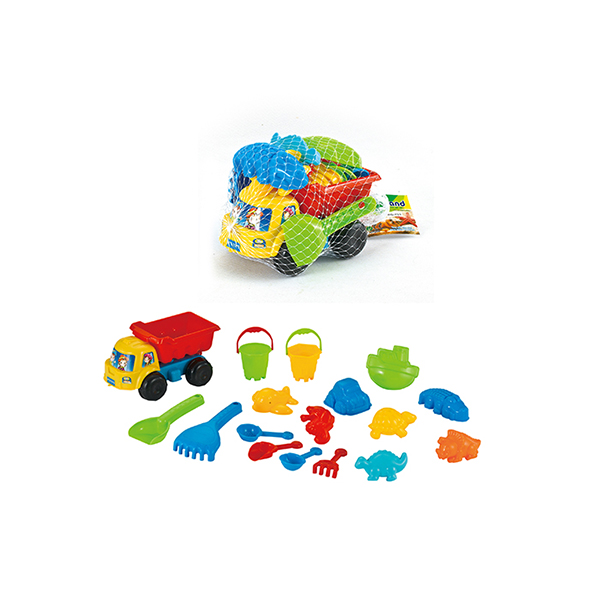 18 Pcs Plastic Beach Trolley Cart Children's Play Toys W / Bucket Spade Shovel