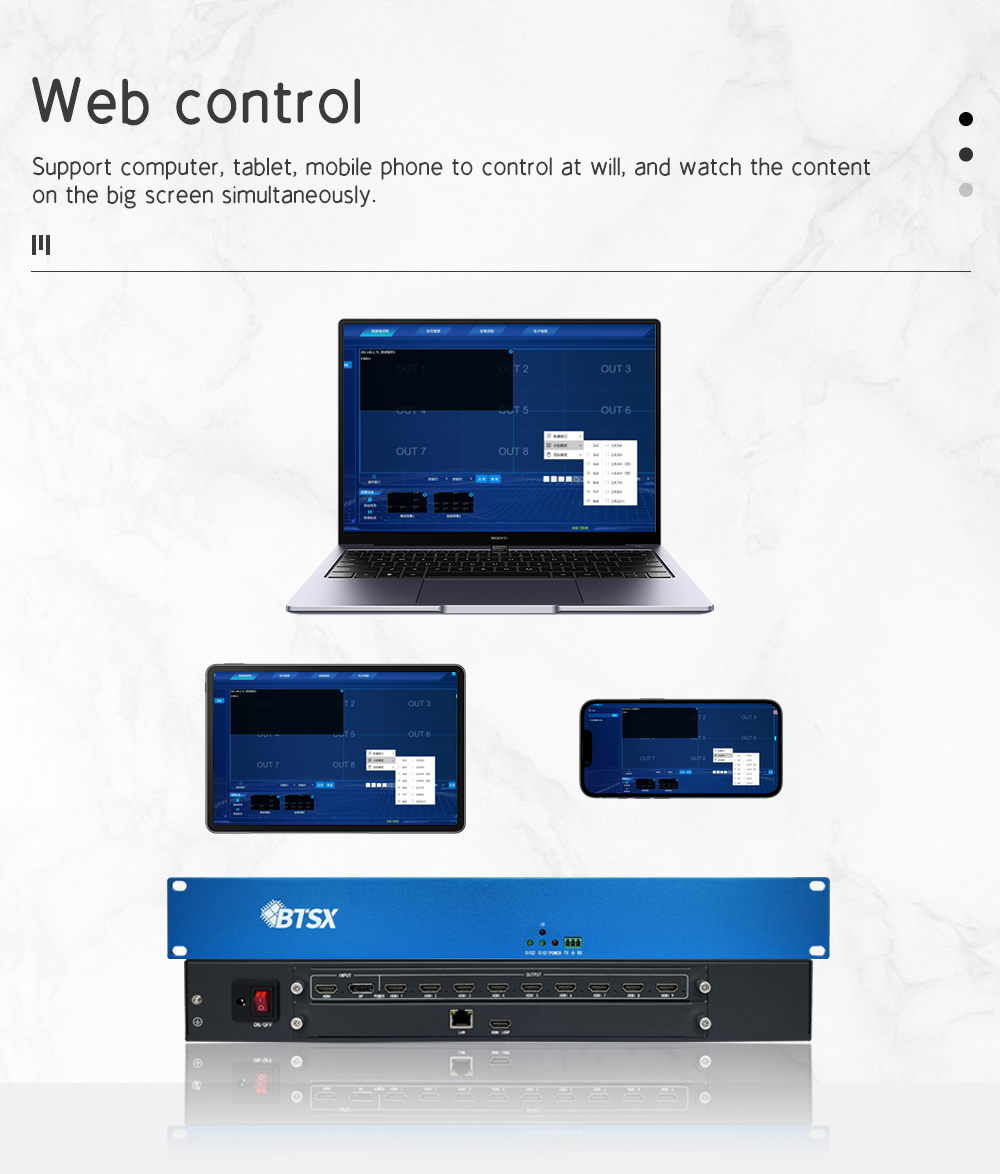 4K60 Decoding Video Wall Controller with 9-Channel Output and 64-Channel IPC Support Multi-Screen Processor
