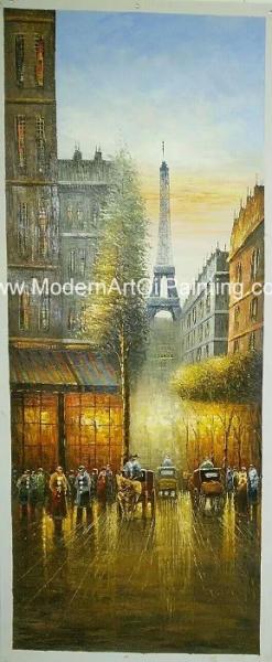 Handmade Paris Oil Painting Old Paris Scenery Palette Knife With Texture