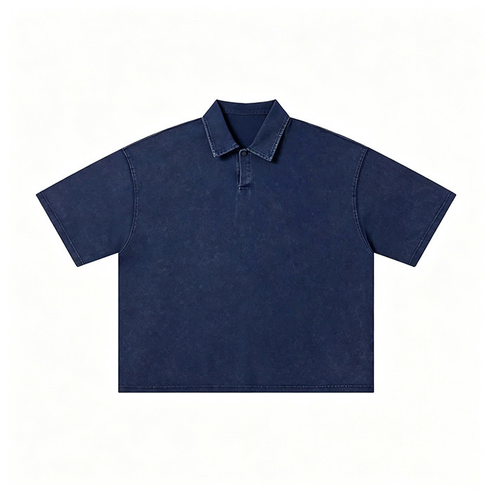 Short Sleeve Men's Custom Polo Shirts Snowflake Wash Retro Polo Shirt 280GSM
