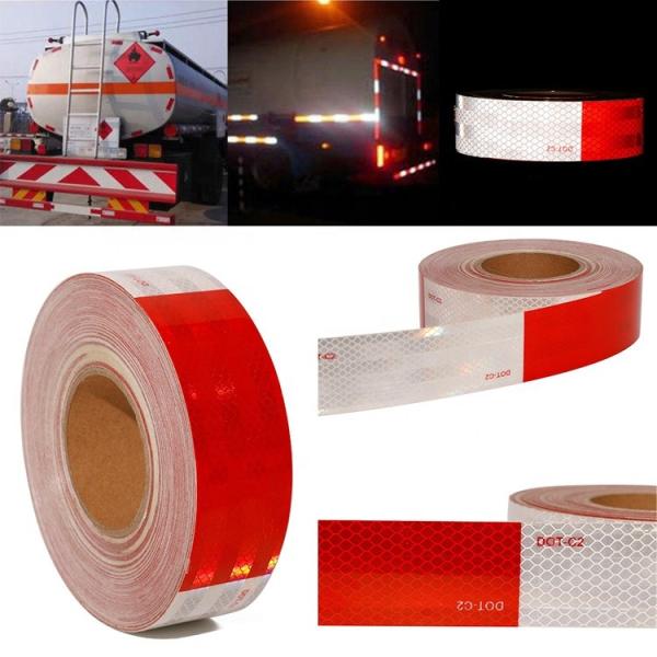 OEM DOT-C2 Reflective Conspicuity Tape 6 Red / White Reflective Sticker 2 X 150ft Adhesive For Truck Safety
