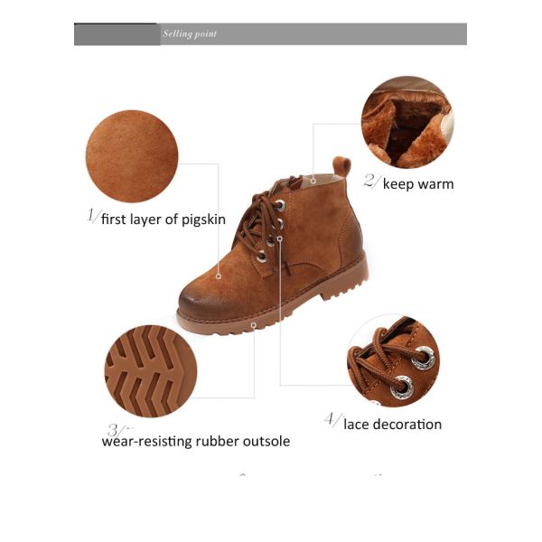 Size 23-30 Winter Snow Boots Stylish Kids Boots Lace-Up Side Zipper