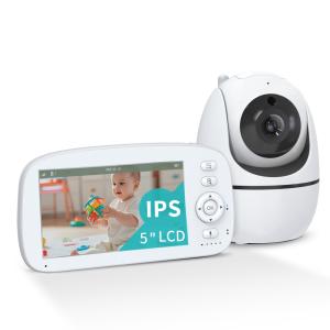 Moniteur pour bébé HD avec caméra 360° écran 5 pouces portée 300 mètres