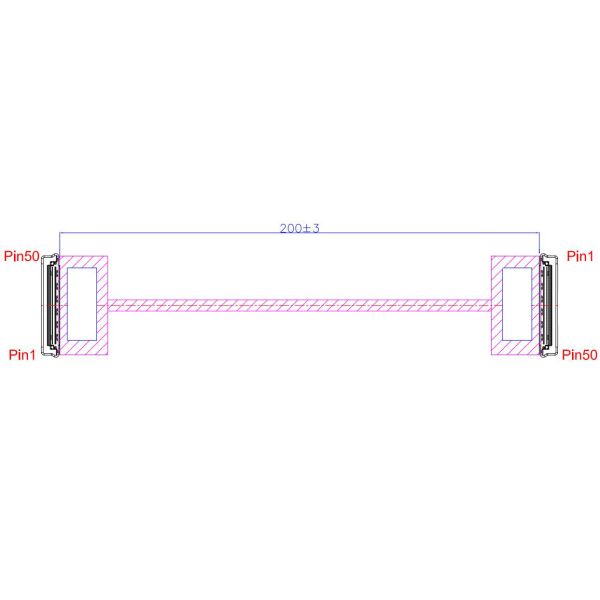 micro coaxial cable 20453-250T-03S Micro Coaxial Cable 50 Pin LVDS Cable Assembly