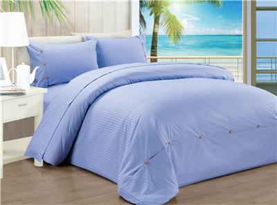 Polyester Cotton Bedding Set Sateen Stripe 1800 Series Egyptian Cotton Blend 4pcs Duvet Cover Set