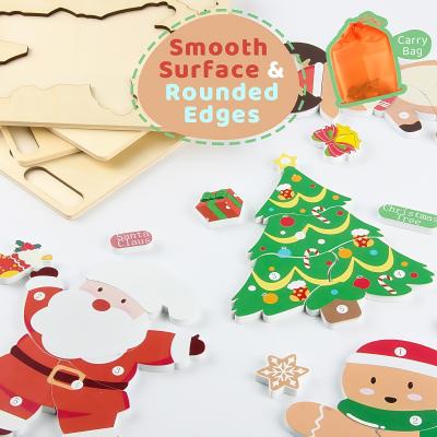 Children's Toys Wooden Christmas Theme Puzzle Set Early Childhood Education Puzzle Learning 3-6 Years Old Baby Games