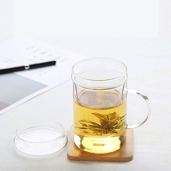 стеклянная чашка Инфузер чая 14оз/420мл с кружкой чая свободных лист крышки прочной