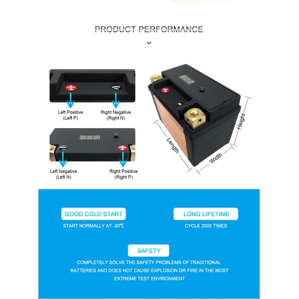 3ah Lifepo4 Lithium Motorcycle Battery With BMS 5L-B 12.0V
