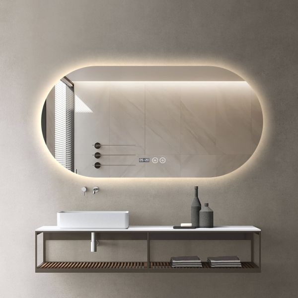 Defogger LED Lighted Bathroom Mirror , Arched Backlit Mirror Customized Logo
