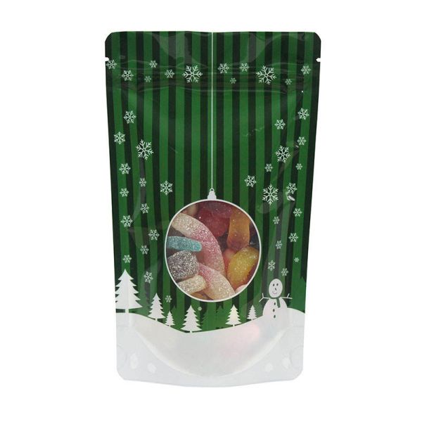 Custom New Year Merry Christmas Zip Lock Bag Plastic Gift Packaging Bag Candy Sweet Cookie Food Stand Up Pouch