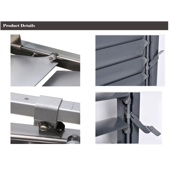 Outdoor Aluminum Sun Shade Louvers Vertical Rustless Smart Control