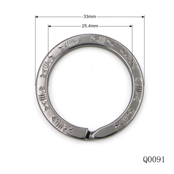 Gunmetal Custom Split Key Ring 25mm Flat Stamping Logo Keychain O Ring