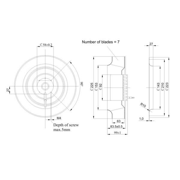 Вентилятора воздуходувки воздуха 48VDC 105W IP55 ротор DC центробежного внешний