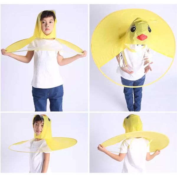Little Childrens Rain Poncho , Yellow Duck Rain Umbrella Universal Gender