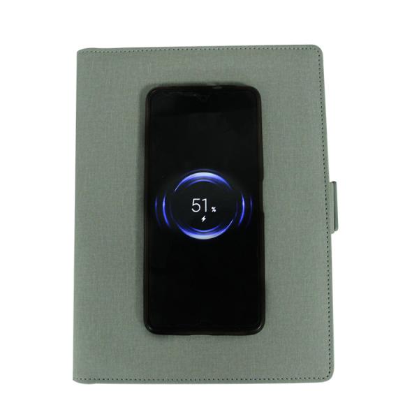 Customized Print Wholesale Luxury Business Smart Hardcover Pu Leather Loose Leaf Wireless Charging Notebook
