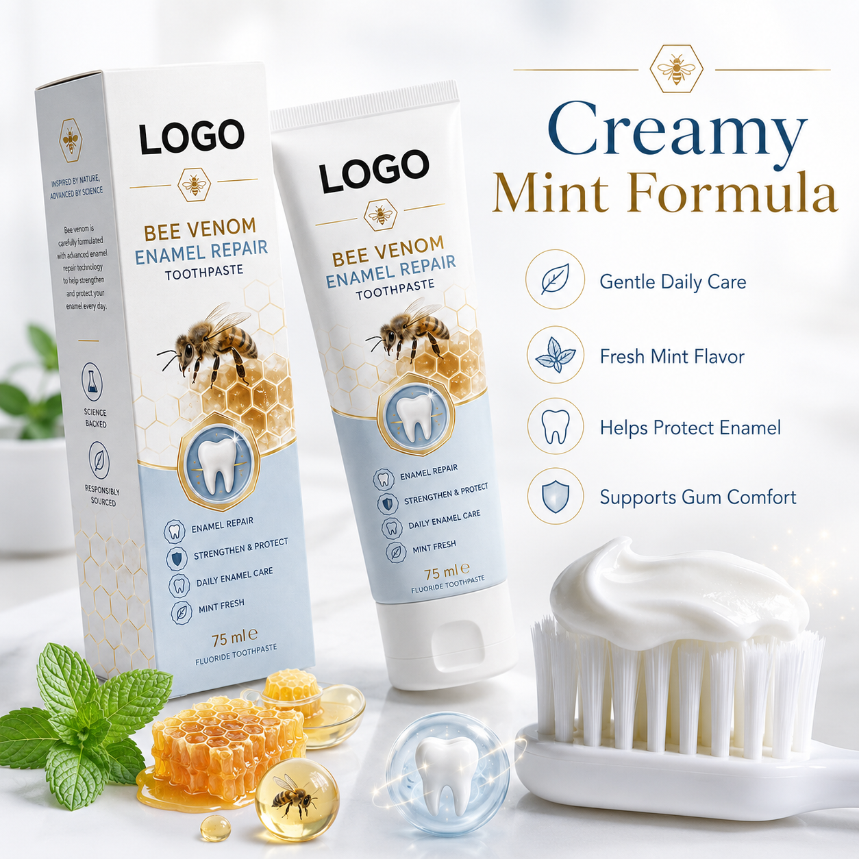 100g New Private Label Whitening Toothpaste Clean Tartar Propolis Mint