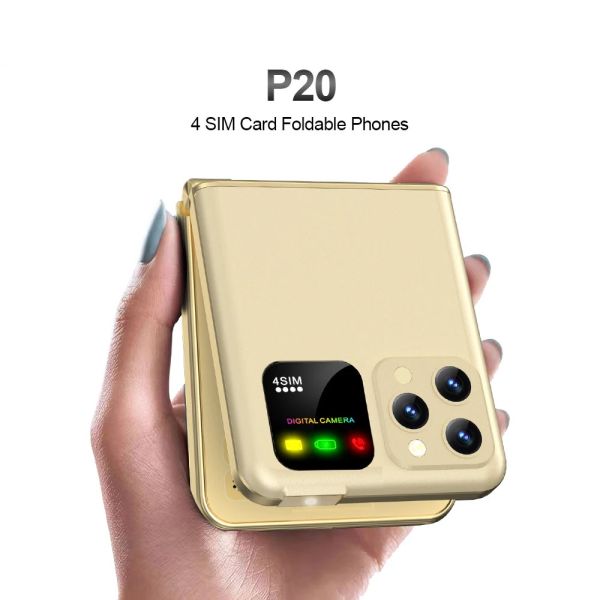 Four SIM Dial Bluetooth LED Flashlight Super Thin Feature Phone P20 Foldable 2.4'' HD Screen