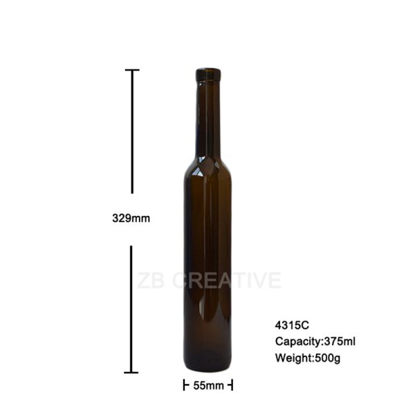 375ml Antique Green Flint Slim Ice Wine Glass Bottle Bar Closure 500g 4315C