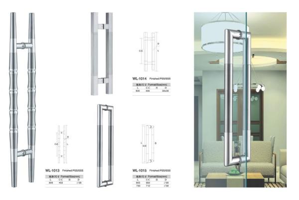 WL-1013 bamboo SUS304 Stainless Steel entry door handles set  glass door  handle L800 sss
