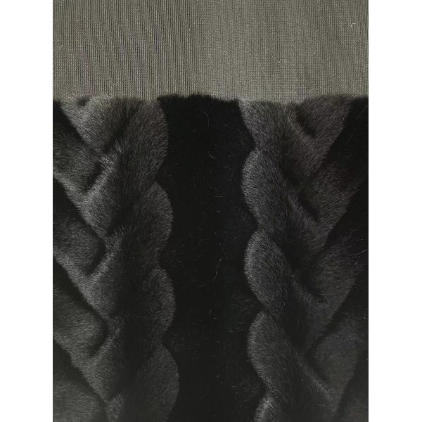 Soft Hand Feel Faux Black Coat with 1150g/m Weight and Knitted Backing Technics