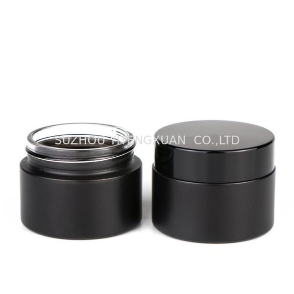 Vintage Frosted Glass Cream Jars , 30ml 50ml Matte Makeup Luxury Black Glass Mason Jars
