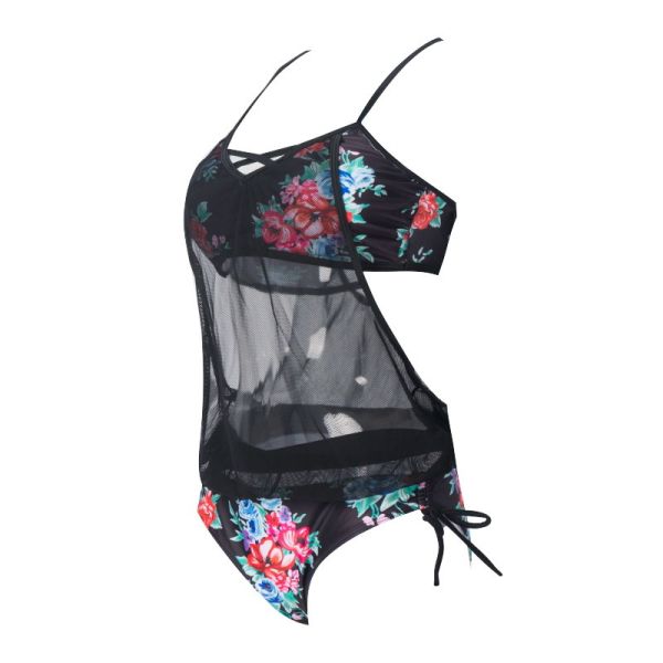 Tiered Layer Tie a Knot Front Top With Low waist Bikini swimsuit high cut