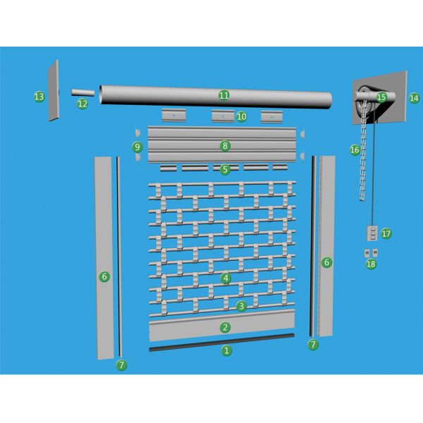 SAG19 Grilles à rouleaux de sécurité en alliage d'aluminium pour entrepôts et zones commerciales