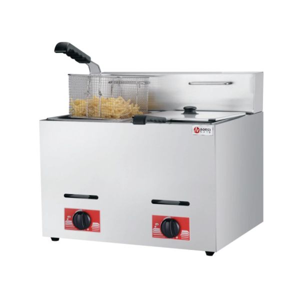 6L Stainless Steel Lpg Gas Deep Fryer for Hotel Kitchen 1 Tank 1 Basket 340x630x610