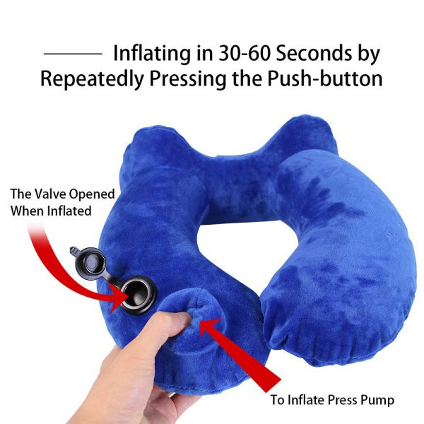 Foldable U-Shape Inflatable Travel Pillow Portable Office Lunch Air Cushion TPU Neck Support