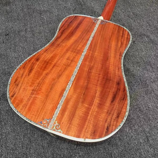 Custom 6/12 Strings Solid KOA Back Side Abalone Binding Acoustic Guitar with Customized Logo in Abalone
