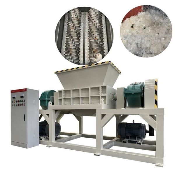 Double-Screw Model Customized Waste Silk Fabric Dual-Axis Hob Shredder for Fully Automatic Shredding