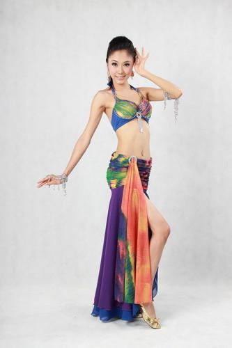 3pcs Elegant Tie Died Chiffon Belly Dance Costume Belly Dance Dresses Stage Performance Belly Dance Wear
