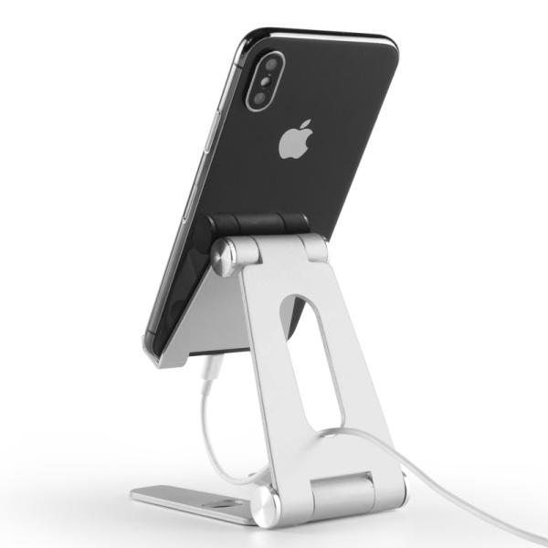 COMER Rotation metallic cell phone holder desk double adjustable angle mobile tabletop stand