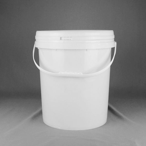 25L White Round Plastic Paint Bucket with Lid