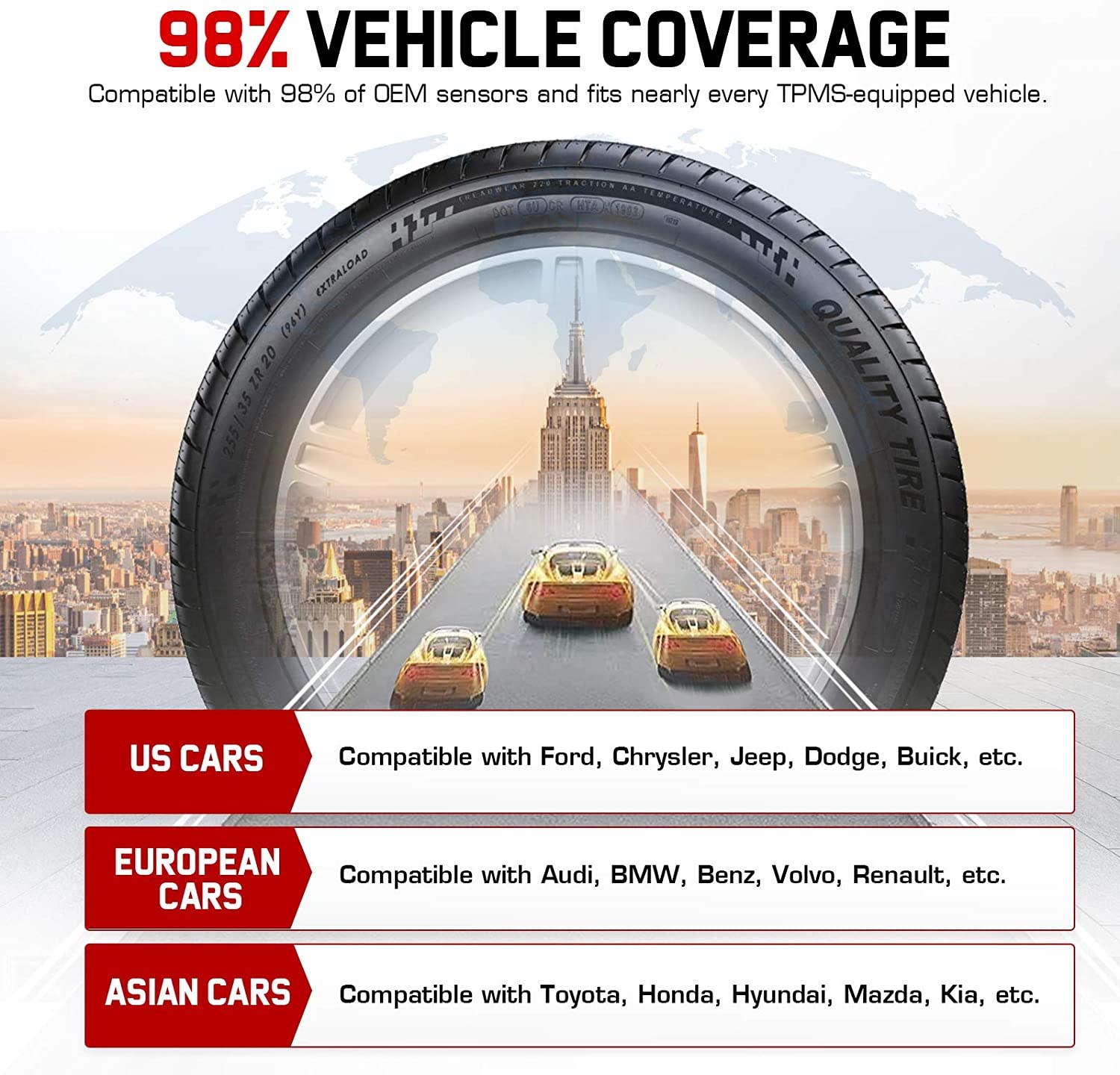 Autel MX Sensor 315MHz+433MHz 2 в 1 Универсальный программируемый датчик TPMS