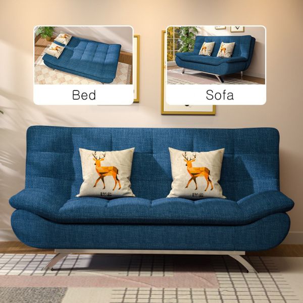 Convertible Love Seat Sofa Bed Double Futon Convertible Folding Couch Pull Out Sleeping 3 Seater with Metal Frame