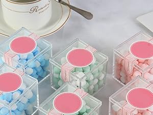 Small Acrylic Box 4 Packs Clear Boxes With Lid Acrylic Square Cube For Display Jewelry Storage Boxes Party Decorative Box