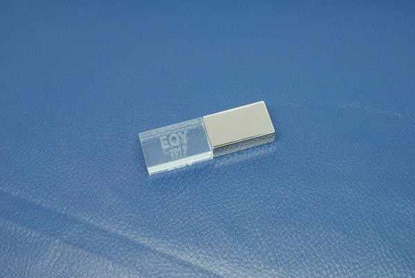 crystal USB memory stick with free laser engraved logo inside