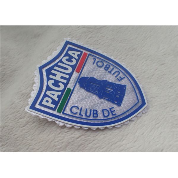 Three Dimensional Silicon Custom Clothing Patches , Multi - Color Tatami Flocking Heat Transfer Label