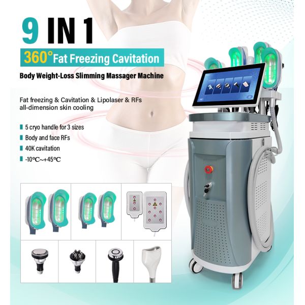 Popular Lose Weight Slimming Machine 360 Degree Cryolipolysis With 5 Cryo Probes For Chin Body Arms Legs Belly Fat Reduction