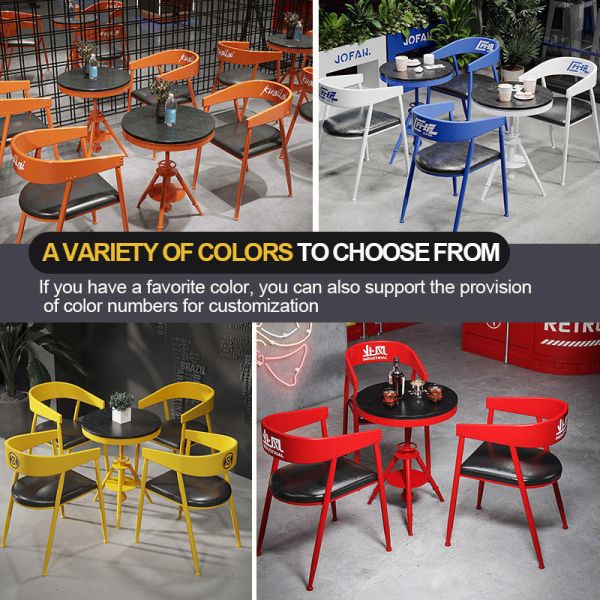 Customizable Color Industrial Style Oil Drum Table and Chair Set with Durable Iron Frame and Premium PU Leather
