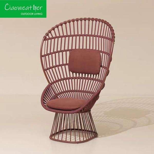 Modern Design Aluminum Frame Water Stain Resistant Comfy Cushioning High Back Rattan Arm Chairs for Outdoor Garden Patio