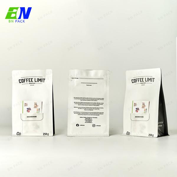 Eco Friendly Matte Kraft Coffee Card Bag Flat Bottom Pouch With Zip