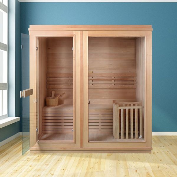 Traditional Dry Indoor Home Steam Sauna Room With Stove And Stone