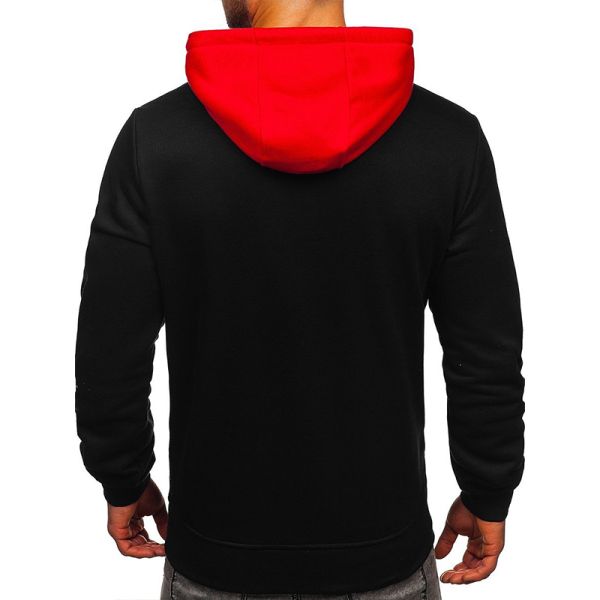 Custom Logo Black Red Cotton Polyester Workout Jogging Gym Hoodie Sweatshirts for Men