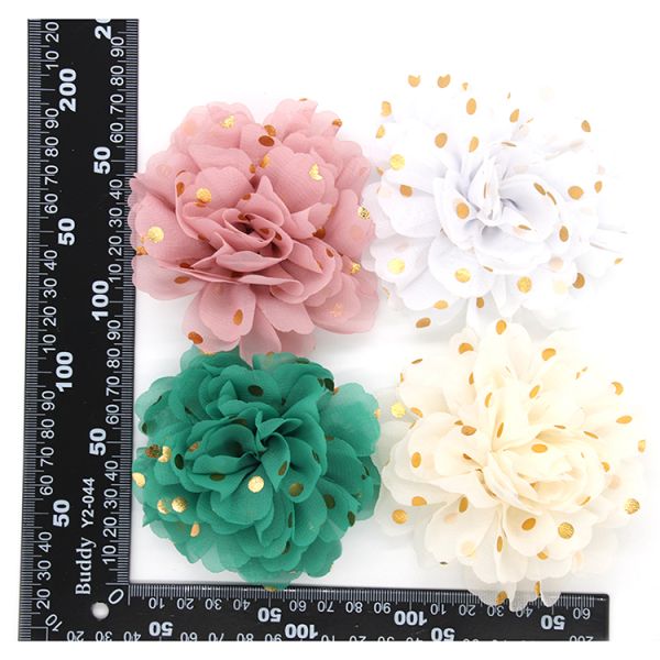 Customized Popular Style Shoe Lace Flowers 85*85mm Cotton / Polyester / Chiffon Material